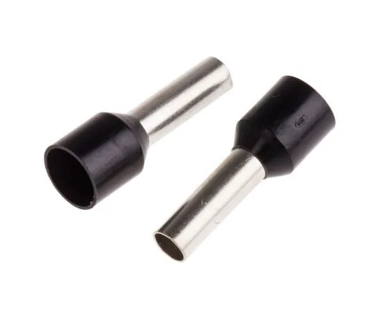 63-4698-50 RS PRO Insulated Crimp Bootlace Ferrule, 12mm Pin Length, 3.9mm Pin Diameter, 6mm² Wire Size, Black 157-1266