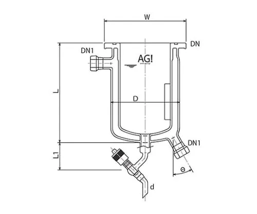 61-4715-97　［Discontinued］Full Jacket Type Reaction Vessel with Drain Valve, O-Ring Groove　3071-03/75-M-G