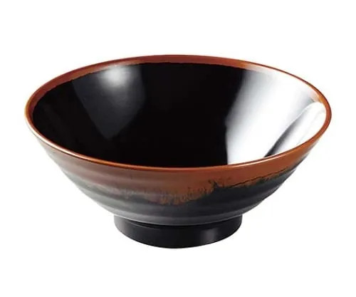 61-6835-52 Melamine Japanese tableware Chojiro kiln soba Bowl AN-65 large B inside Black 2428420