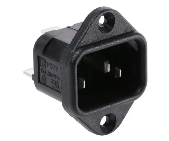 63-4741-34 Bulgin Power C14 Panel Mount IEC Plug Male, 15A, 250 V ac PX0579/63