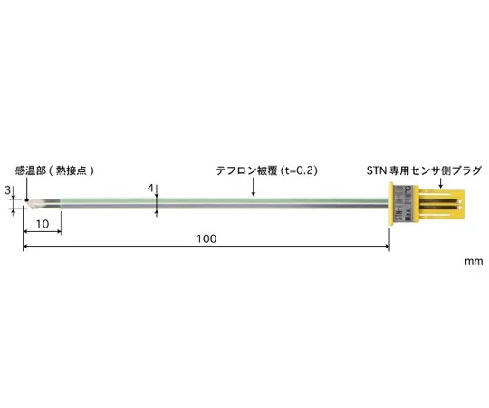 65-3531-08 Tape Type Multipurpose Temperature Sensor Replacement Type STN Series 5 Pieces/1 Set -50~210°C Standard Type Sharpe 100 mm E Type STN-11E-010