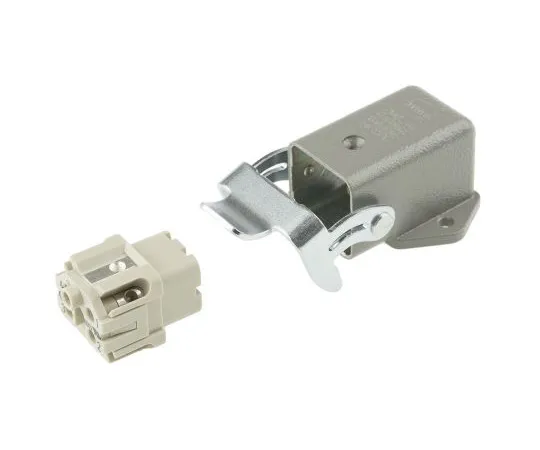 63-4806-71 Han A Series 4 + PE Way Female 10A Panel Kit, includes Female Insert, Hood 09200030801+09200042711