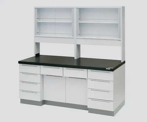 3-4343-01　［Discontinued］Side Laboratory Bench Wooden Type, Glass Door Type, with Reagent Shelf 1800 x 750 x 1800　AP1F-1807