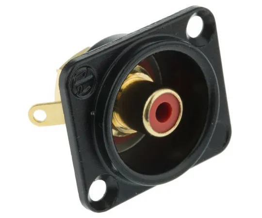 63-4799-40 Neutrik Panel Mount RCA Socket With Gold over Nickel Plated Contacts, 16A NF2D-B2