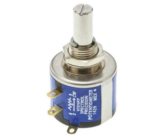 63-4800-26 Vishay 535 Series Wirewound Potentiometer with a 6.35 mm Dia. Shaft 5-Turn, 1kΩ, ±5%, 1.5W, ±20ppm/°C, Panel Mount 535B1102JC