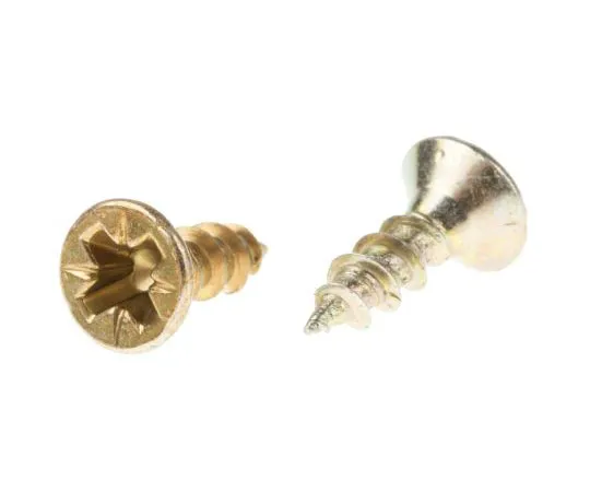 63-4690-53 Pozidriv Countersunk Steel Wood Screw Yellow Passivated, Zinc Plated, 3.5mm Thread, 12mm Length 144-3472