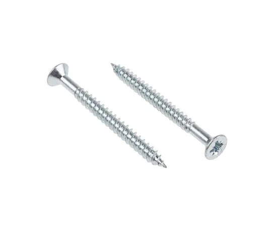 63-4690-82 Pozidriv Countersunk Steel Wood Screw Bright Zinc Plated, No. 12 Thread, 2.1/2in Length 144-3506