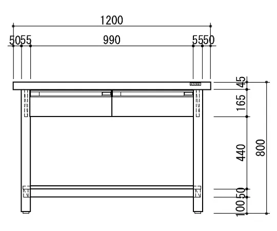 3-5810-01　［Discontinued］Workbench (Lower Table, with 4 Double-Sided Drawers) 1200 x 900 x 800mm　KWD-1200