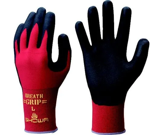 67-6859-34 Nitrile Rubber Unlined Gloves NO380R Breath Grip Type R Red L Size NO380R-LR