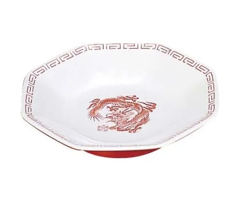 61-6836-17 Melamine Chinese Tableware Zuisho Hakkaku Saratatsu CA-30 Outer Red Inner White 2419310