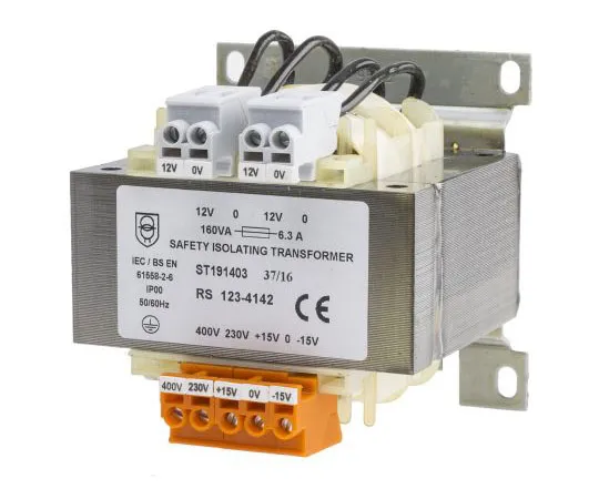 63-4668-95 RS PRO 160VA Isolation Transformer, 15 → 400V ac Primary, 12V ac Secondary 123-4142