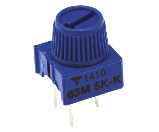 63-4697-50 Vishay 63M-T607 Series Through Hole Trimmer Resistor with Pin Terminations, 5kΩ ±10% 1/2W ±100ppm/°C Finger Adjust M63M502KB30T607
