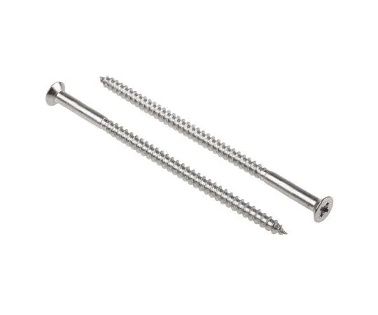 63-4690-98 Pozidriv Countersunk Stainless Steel Wood Screw, A2 304, 5mm Thread, 100mm Length 144-3529