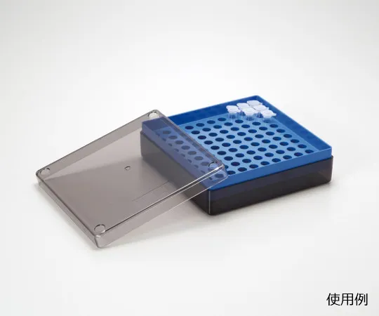 63-2985-77　［Discontinued］100 Holes Freeze Box Plastic (for 0.5ml) Blue　95.832A