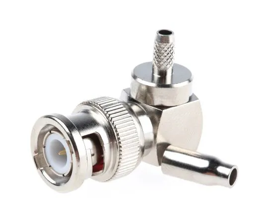 63-4874-46 RS Pro Right Angle 50Ω Cable Mount BNC Connector, Plug, Nickel, Crimp Termination, RG174 546-3894