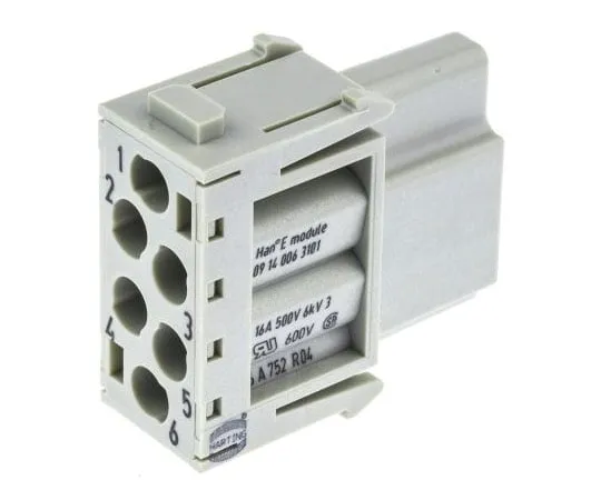 63-4734-16 Han-Modular Series Female Module, 6 Way, Han E 9140063101