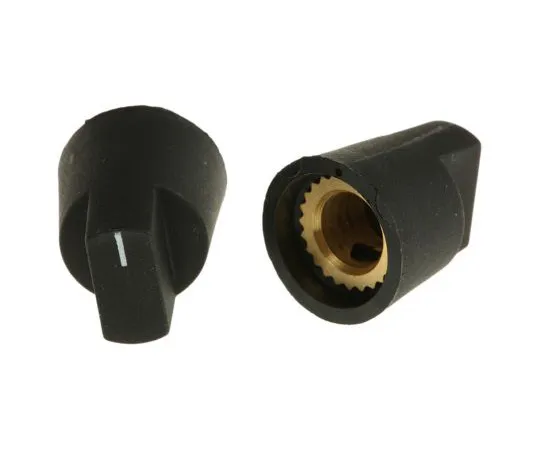 63-4804-26 RS Pro Potentiometer Knob, Grub Screw Type, 14mm Knob Diameter, Black, 6.4mm Shaft 466-4989