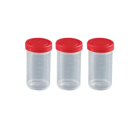 2-3259-05 Food Specimen Container (Screw Cap Type) 160mL Red 100 Pieces 28800EO