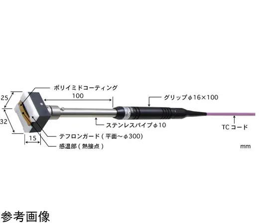 65-3529-41 Temperature Sensor for Moving/Rotating Surface Contact Support Type UX Series -50~250°C Guard Type (Teflon) 25 x 32 E Type Straight, Parallel UX-111E-01-D0-1-TC1-ASP