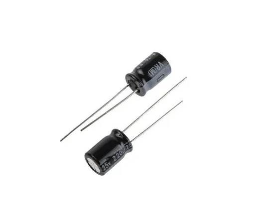 63-4847-54 Nichicon 220μF 25V dc Aluminium Electrolytic Capacitor, Through Hole 8 (Dia.) x 11.5mm +85°C 8mm 3.5mm UVR1E221MPD