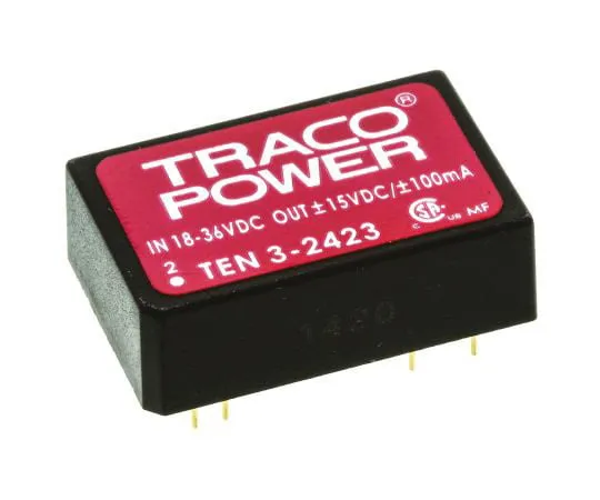 63-4732-59 TRACOPOWER TEN 3 3W Isolated DC-DC Converter Through Hole, Voltage in 18 → 36 V dc, Voltage out ±15V dc TEN 3-2423
