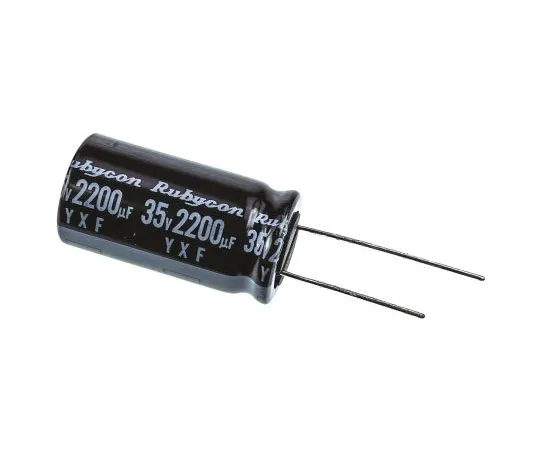 63-4721-65 Rubycon 2200μF 35V dc Aluminium Electrolytic Capacitor, Through Hole 16 (Dia.) x 31.5mm +105°C 16mm 7.5mm 35YXF2200M16X31.5