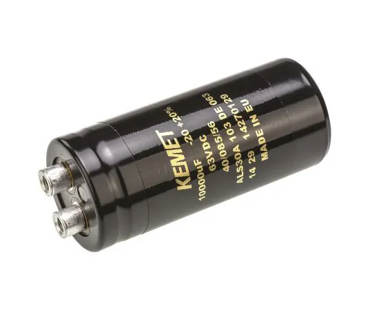 63-4778-10 KEMET 10000μF 63V dc Aluminium Electrolytic Capacitor, Chassis Mount 36 x 82mm +85°C 36mm 82mm ALS30A103DE063