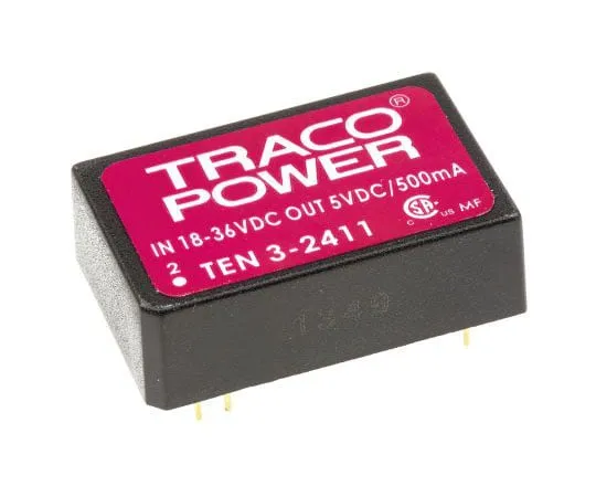63-4732-58 TRACOPOWER TEN 3 3W Isolated DC-DC Converter Through Hole, Voltage in 18 → 36 V dc, Voltage out 5V dc TEN 3-2411