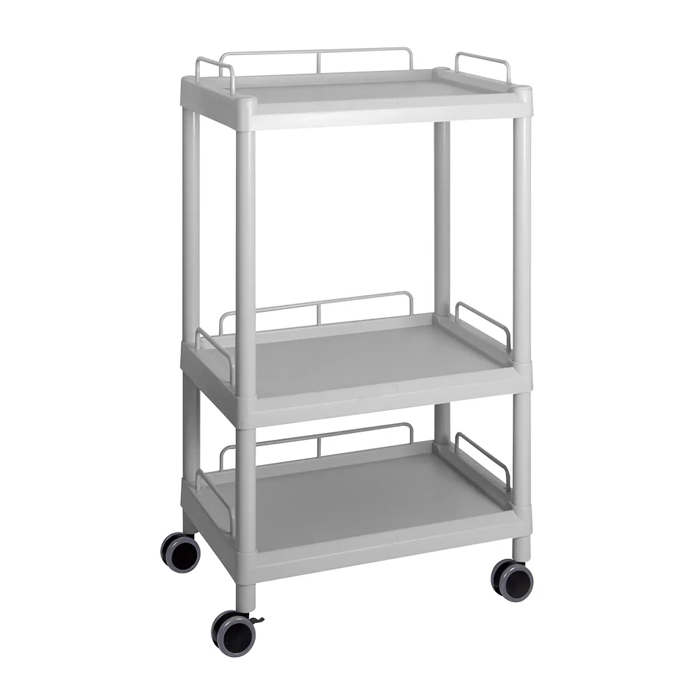 3-6643-08　［Discontinued］Mobile Easy Cart (Tall Type/Wide 32) Gray 3 Sages Wiith Guard Frame　ME32H