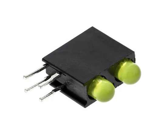 63-4873-50 Dialight 553-0133F, Yellow Right Angle PCB LED Indicator, 2 LEDs, Through Hole 3 V 553-0133F