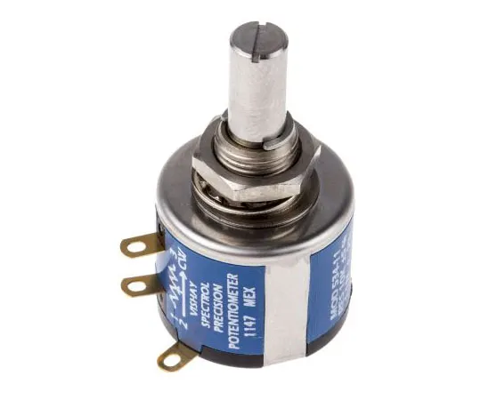 63-4800-36 Vishay 534 Series Wirewound Potentiometer with a 6.35 mm Dia. Shaft 10-Turn, 10kΩ, ±5%, 2W, ±20ppm/°C, Panel Mount 534B1103JL