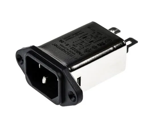 63-4798-27 Male C14 IEC Filter Panel Mount,Faston,Rated At 6A,250 V ac Operating Frequency 0 → 400Hz FN9222-6-06
