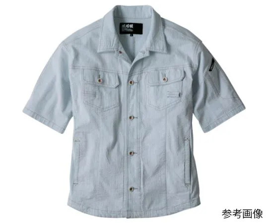 65-8428-81　［Discontinued］Short Sleeve Blouson Striped Blue 3L　2251-440-3L