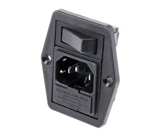 63-4769-12 Bulgin C14 Panel Mount IEC Plug Male, 10A, 250 V ac BVB01/Z0000/01