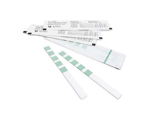 61-0309-58 Mquant(TM) Total Hardness Test Measurement Principle: Test Strip (5 Reaction Zone) >5->10->15->20->25°D >6->13->19->25->31°E >9->18->27->36->45°F Mquant(TM) 110046 100Strips 1.10046.0001