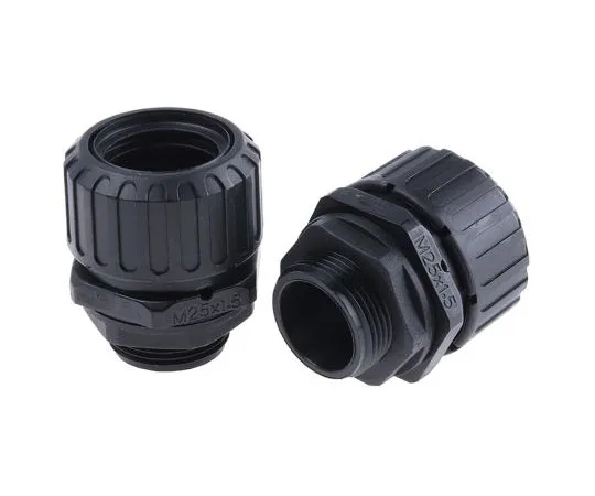 63-4718-64 Adaptaflex Straight Cable Conduit Fitting, Nylon 66 Black 25mm nominal size IP67 M25 ASF28/M25/A/BL