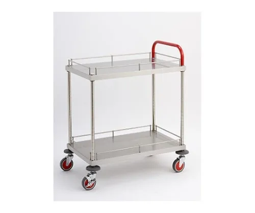 61-3799-23　［Discontinued］W18 Type Color Wagon with Guard Red (Shelf Board, Column/Stainless Steel (SUS430)) D460 x W610 x H960mm　W18F-Y4606R