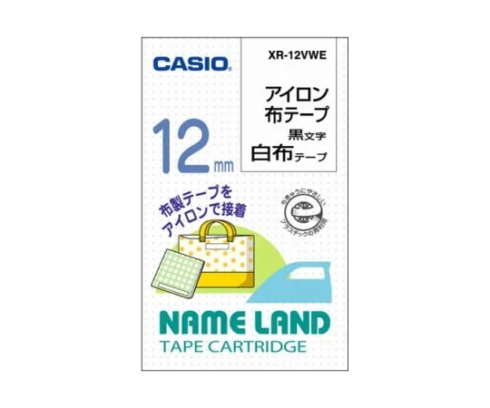 62-1063-92 Casio NAME LAND Label Printer Ironing Cloth Tape 12mm Width (White Ground/Black Characters) XR-12VWE