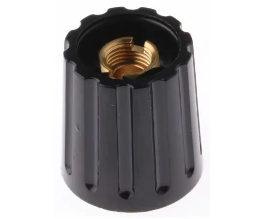 63-4800-78 RS Potentiometer Knob, Collet Type, 14.7mm Knob Diameter, Black, 6mm Shaft 463-8485