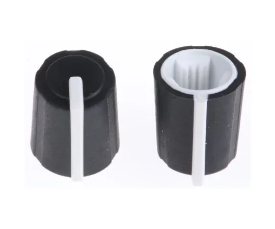 63-4757-15 Sifam Potentiometer Knob, Push-On Type, 11.5mm Knob Diameter, Black, Splined Shaft Type, 6mm Shaft 3/03/TP110-006/237/224