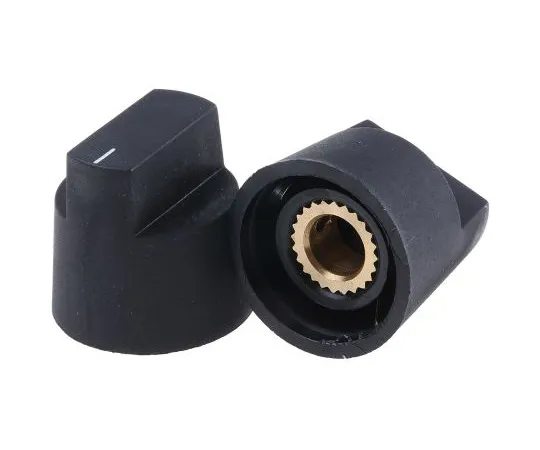 63-4804-27 RS Pro Potentiometer Knob, Grub Screw Type, 21mm Knob Diameter, Black, 6.4mm Shaft 466-4995