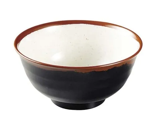 61-6835-59 Melamine Japanese tableware Chojiro kiln feathered Rice Bowl AN-60 large double inner white 2428630