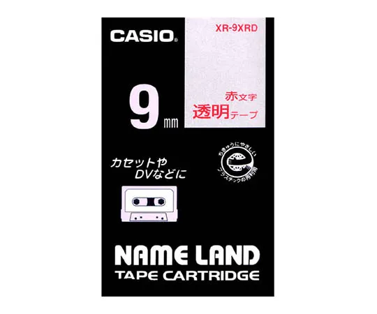 62-1063-02 Casio NAME LAND Label Printer Tape 9mm Width (Transparent Ground/Red Characters) XR-9XRD