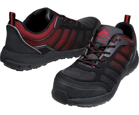 64-0989-51　［Discontinued］Safety Shoes Lace-Up Type Black x Red 25.0 cm　S6161