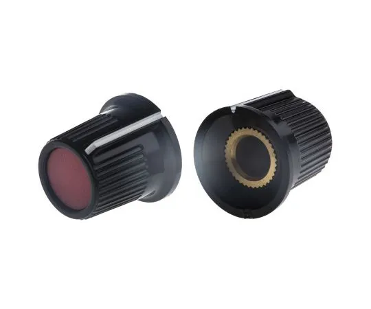 63-4748-11 RS PRO Potentiometer Knob, Grub Screw Type, 16.2mm Knob Diameter, Black, Red, 6mm Shaft 259-6890