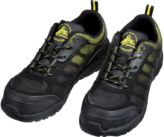 64-0989-69　［Discontinued］Safety Shoes Lace-Up Type Black x Yellow 25.0 cm　S6161