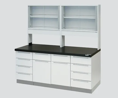 3-4320-01　［Discontinued］Side Laboratory Bench Wooden Type, with Reagent Shelf with Glass Door 1800 x 750 x 800　AQ1F-1807