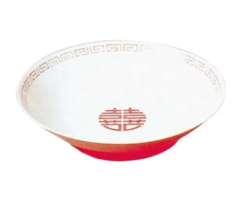 61-6836-22 Melamine Chinese Tableware Zuisho Cold Noodle Plate CA-20 Outer Red Inner White 2420110