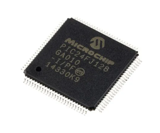 63-4896-07 Microchip, 16bit PIC Microcontroller, 32MHz, 128 kB Flash, 100-Pin TQFP PIC24FJ128GA010-I/PF