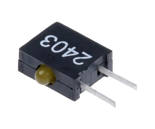 63-4790-83 Dialight 555-2403F, Yellow Right Angle PCB LED Indicator, Through Hole 3 V 555-2403F